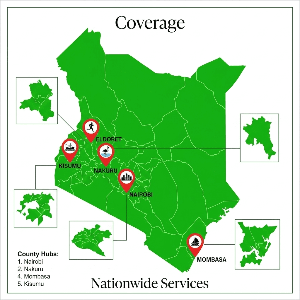 Coverage Nairobi Mombasa Kisumu Nakuru Eldoret Nationwide Services