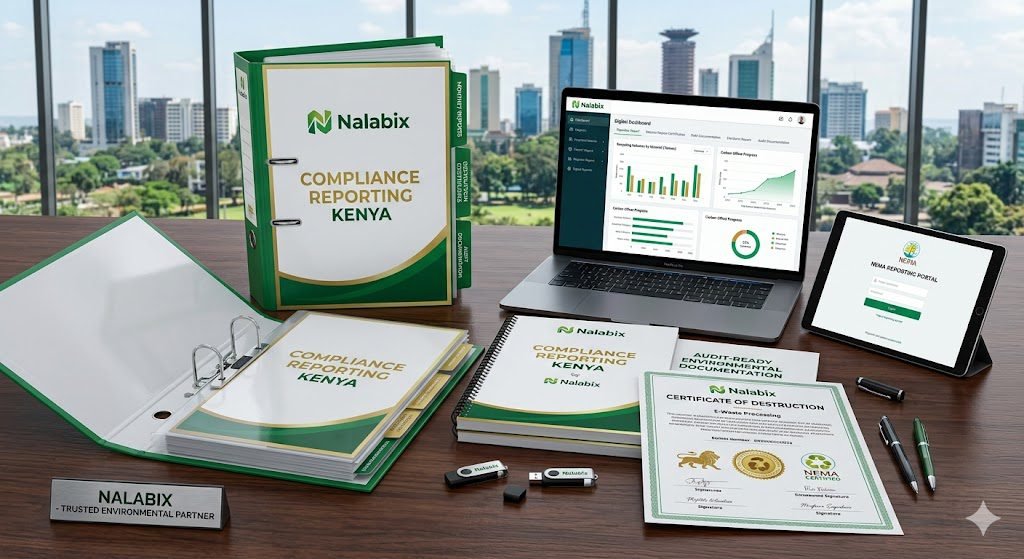Compliance Reporting Kenya by Nalabix. Receive detailed recycling reports, certificates of destruction, and audit-ready environmental documentation.